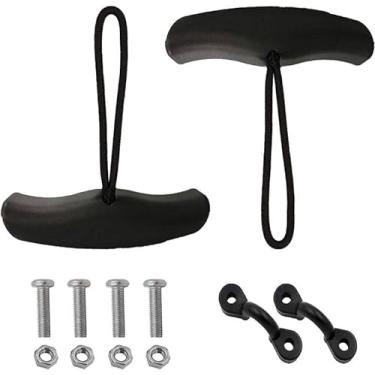 Imagem de Alças de caiaque (pacote com 2) – Design de alça em T forte | Elástico ultra resistente | Kit de instalação de substituição, alça de transporte de caiaque com cabo e olhos acolchoados para levantar caiaques pesados, dando uma boa aderência
