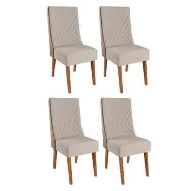 Imagem de Kit com 4 Cadeiras em Madeira Maciça Romero Linho Bronze