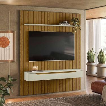 Imagem de painel para tv até 65 polegadas duetto 2 pt cedro e off white