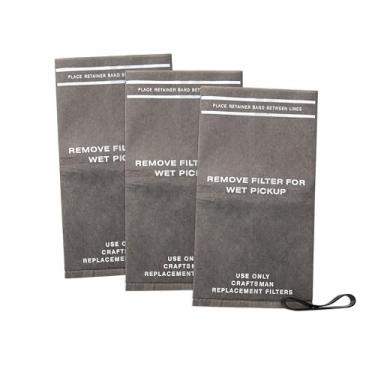Imagem de CRAFTSMAN 38737 Sacos de filtro Vac Seco úmido para Aspiradores de pó de 2 a 2,5 galões e aspirador de pó Powerhead, pacote com 3