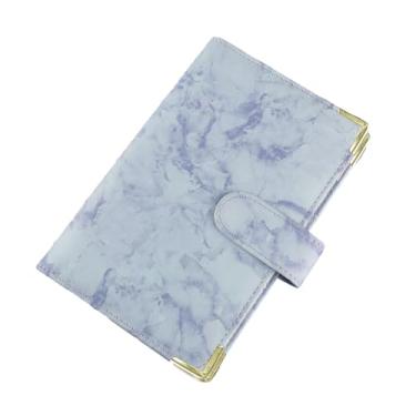 Imagem de Joucien Caderno de folhas soltas com padrão de mármore A6, clipe de folha solta de couro PU Ledger-Mármore + protetor de canto: roxo (concha única)