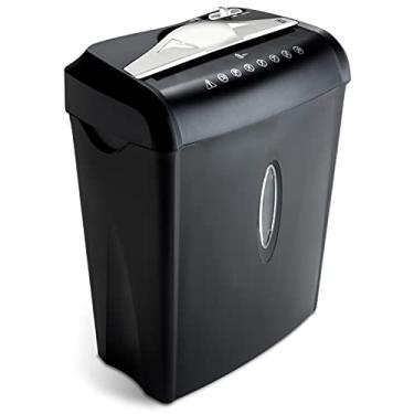 Imagem de Aurora Triturador de papel e cartão de crédito de alta segurança com cesta de resíduos de 9,7 litros, corte transversal de 8 folhas com cesta