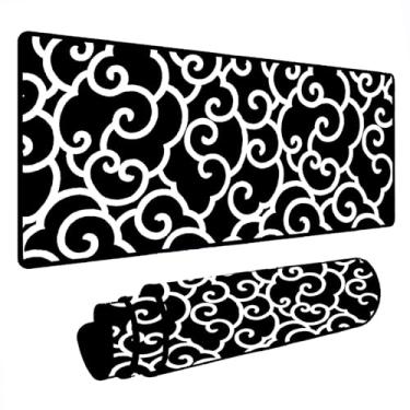 Imagem de Novo Mouse Pad Gamer Deskpad Speed Extra Grande Borda Costurada Profissional Varios Tamanhos - Nuvens Preto Branco (90x40)