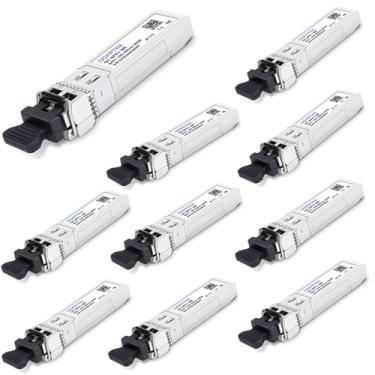 Imagem de QSFPTEK 10Pacote 10GBASE-SR SFP+ Transceptor LC Mini-Gbic Multimodo 850Nm, 300M, Ddm 10G SFP+ Módulo Para Cisco SFP-10G-SR, Ubiquiti Uf-Mm-10G, Netgear, Mikrotik, D-Link, Supermicro, Linksys