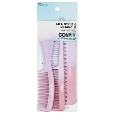 Imagem de Conair Lift, Style & Detangle, Pink & Puarple, conjunto de pente - 3 unidades