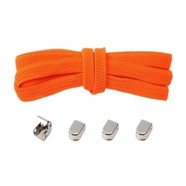 Imagem de No Tie Shoelaces Metal Buckles Elastic For Sneakers One Size Fits All Adult Kids Laces Lazy Sport Rubber Shoestrings(Orange)