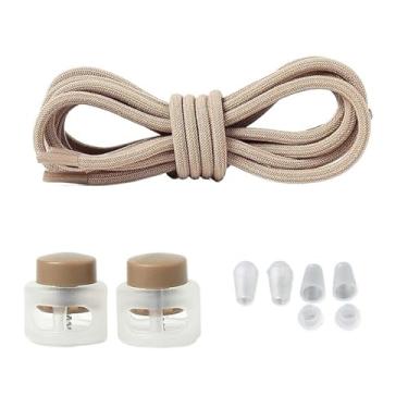 Imagem de Elastic Laces Sneakers Round Rubber Bands No Tie Shoelaces Unisex Basketball Shoe Laces Children Free Tie Shoestrings(Light coffee)