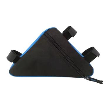 Imagem de UGPLM Bolsa de armazenamento para bicicleta triângulo bolsa sob o assento bolsa de selim alça no tubo superior bolsa frontal mochila de ciclismo para, Azul