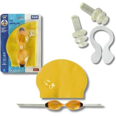 Imagem de Kit de Natação Amarelo - Óculos, Touca, Protetor de Ouvido e Nariz