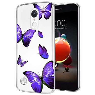 Imagem de Bohefo Capa transparente compatível com LG Aristo 3 Plus/Aristo 2 Plus/Aristo 2/Tribute Dynasty/Tribute Empire/Fortune 2/Rebel 3 LTE, capa protetora de TPU para LG Aristo 3 (borboleta roxa)