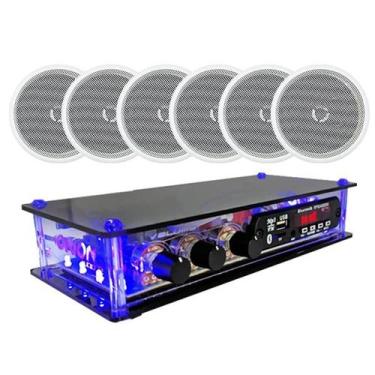 Imagem de Kit Som Ambiente Rcbt + 6 Caixas De Som Teto Branca Redonda - ORION