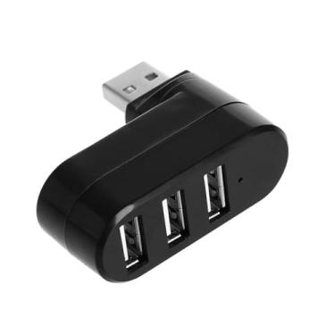 Imagem de Divisor de porta USB, hub giratório de 3 portas USB 2.0, conversor USB para 3USB, 90° 180° 270° para PC, laptop, notebook, tablet (preto)