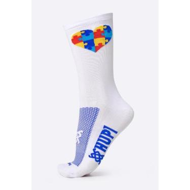 Imagem de Meia HUPI Tea Autismo Heart Branco - LT para pés menores 34-38, Branco