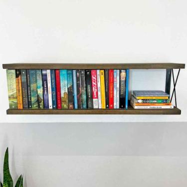 Imagem de Prateleira Dual de Ferro e Madeira 100cm Industrial Tabaco e Preto - A