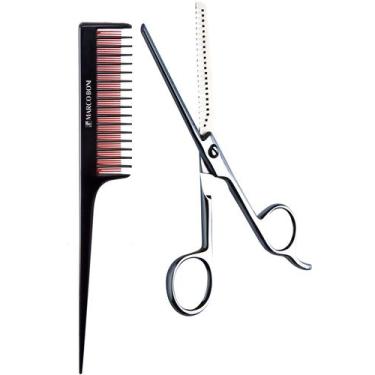 Imagem de Combo tesoura para desbaste + pente para desfiar marco boni - Genérico