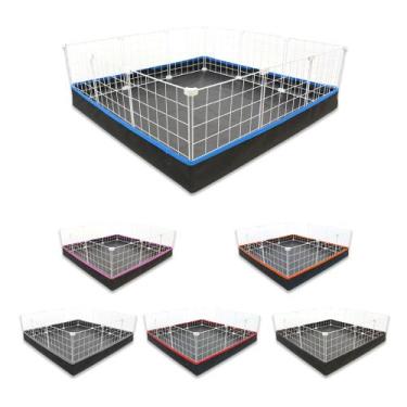 Imagem de Cercado Aramado Porquinho da Índia 90x90 Cm Branco com Bandeja Higiêni