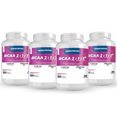 Imagem de Combo 4 BCAA 2:1:1 2400mg Com Vitamina B6 NEWNUTRITION, Natural, Único