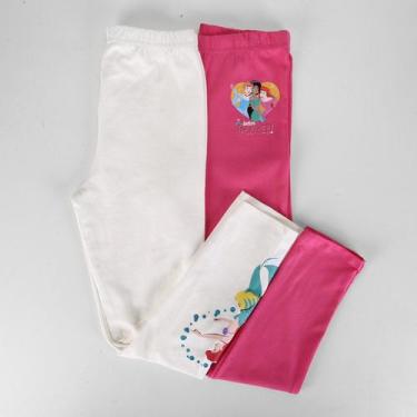 Imagem de Kit Calça Legging Infantil Disney Ariel e Princesas Menina, Off white,