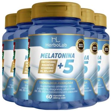 Imagem de KIT C/5 Un. Melatonina +5 Triptofano  B6 - B9 - B12 60 Cápsulas - Herb