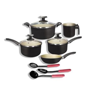 Imagem de Jogo 8 Peças Panelas Antiaderentes Teflon Tampa Vidro - Alumínio Imper