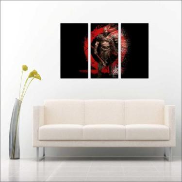 Imagem de Quadro Decorativo Game God Of War Quartos Salas Com 3 peças Com Moldur