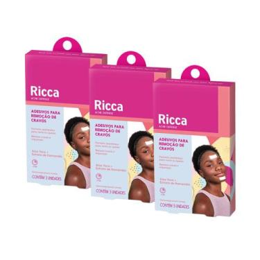 Imagem de Kit 3 Cx Adesivos para Remoção de Cravos Testa Queixo Acne Defense Ric