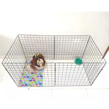 Imagem de Cercadinho Móvel Pet 6 Telas Preto 120x60x60 + Abraçadeira - Telas Ara