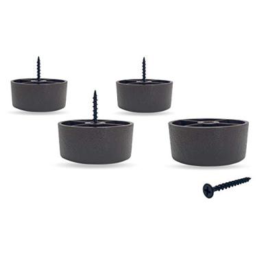 Imagem de 2,54 cm de perfil baixo HDPE curto plástico redondo marrom escuro pernas sofá/sofá/cadeira [sem parafuso] - conjunto de 4