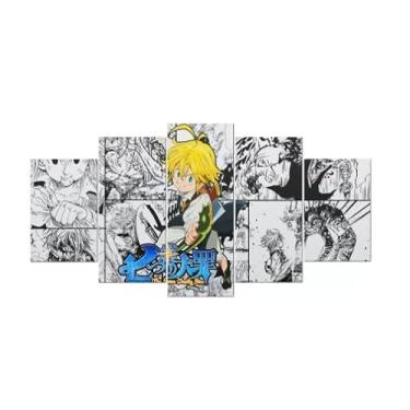 Imagem de Kit quadro decorativo 5 peças 95x60cm Nanatsu No Taizai Anime Top