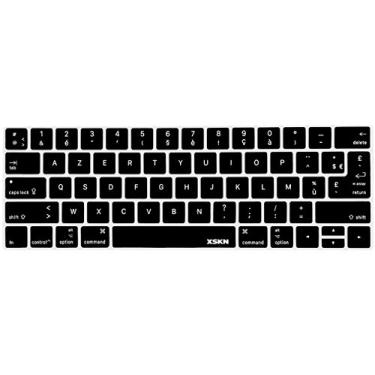 Imagem de XSKN Capa de teclado AZERTY em francês para 2016 Touch Bar MacBook Pro 13 (A1706 A1989 A2159) e MacBook Pro 15 (A1707 A1990), presente protetor de barra de toque, layout US EU (preto)