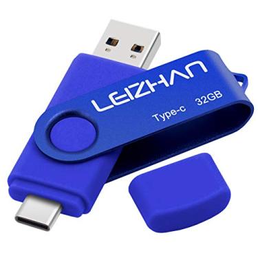 Imagem de Leizhan Tipo-C USB Flash Drive 256 GB 128 GB 64 GB 32 GB, USB C Phone Picture Stick 3.0 para HTC 10, Huawei P20, Samsung Galaxy S10, S9, Note 9, S8, S8 Plus, Azul, 32GB(Type-C&USB 3.0)