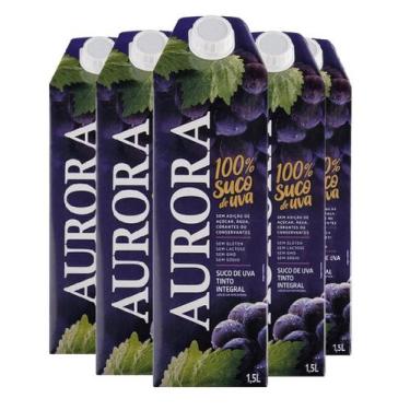 Imagem de Kit 6 Suco De Uva Aurora Tinto Integral Caixa 1,5l Cada