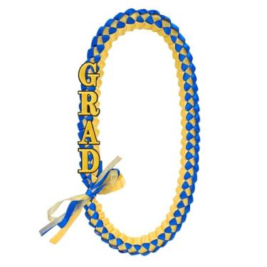 Imagem de JarThenaAMCS Cordão de formatura Leis azul dourado trançado feito à mão com laço 2024 Grad Embroidery Round Letter Patches Set para decoração de festa de pós-graduação do ensino médio