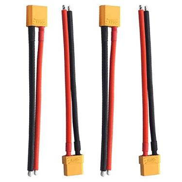 Imagem de 2 Pairs XT-90 XT90 Connectors Male & Female Plug 100mm 12 AWG Soft Silicone Wire Cable for RC Airplane Quadcopter FPV Drone Lipo Battery ESC DIY, Yellow