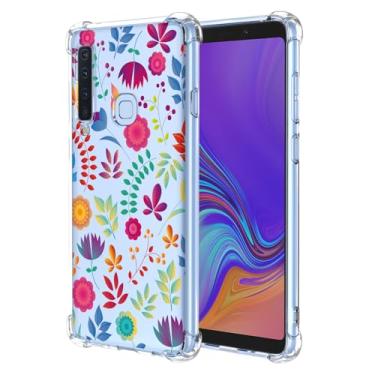 Imagem de JDYGWK Capa para Samsung A9 2018 Galaxy A9s com estampa de flores transparentes, TPU macio, fina, leve, à prova de choque, capa protetora antiarranhões para Samsung Galaxy A9 2018, plantas coloridas