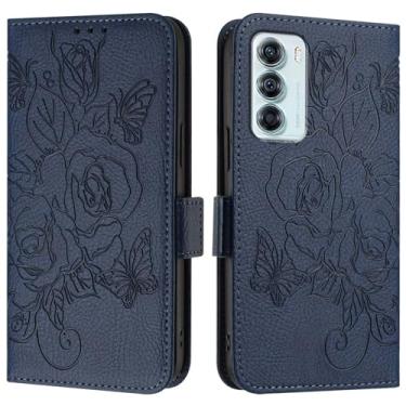 Imagem de Capa de Estojo Compatible with Motorola Moto Edg S30/G200 5G Case,Wallet Case Slim PU Leather Phone Flip Folio Case,Shockproof Protective Case with Card Holders+Wrist Strap Capa de Estojo(Blue)