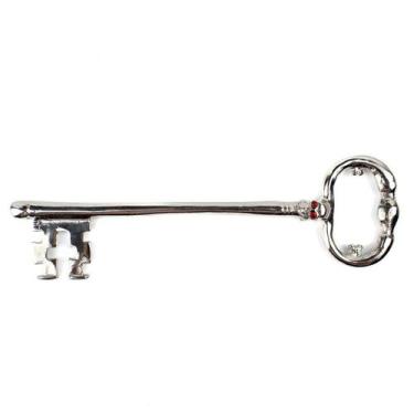 Imagem de Chave Crânio Niquelada Strass Skull Key 20 cm Metal Proteção - Lua Mís