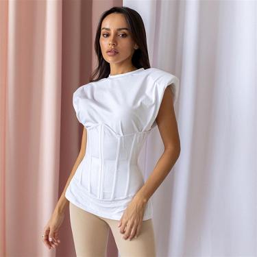 Imagem de Espartilho feminino malha cintura orelha cincher underbust senhora corpo shaper, branco, m