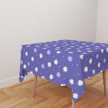 Imagem de Toalha De Mesa Quadrada 4 Lugares Tecido Oxford Margaridas Roxo Very P