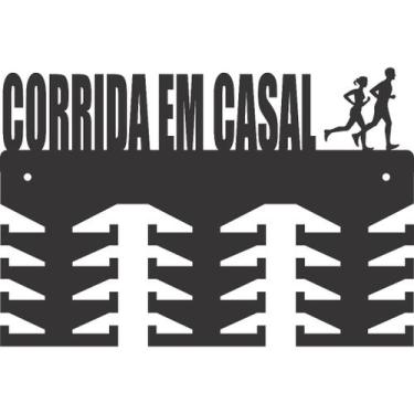Imagem de Porta Medalhas modelo CORRIDA EM CASAL produzido em Madeira Mdf 6mm de