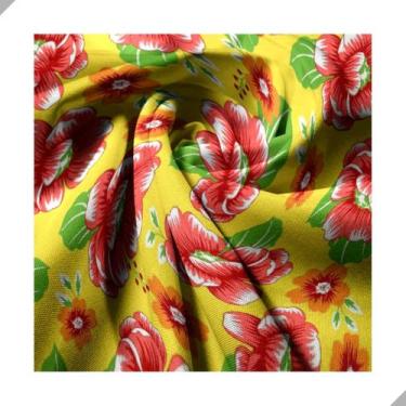 Imagem de Tecido Poliéster Estampado Jacquard Festa Junina Chita Amarelo - 1,40m