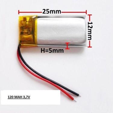 Imagem de Bateria 3,7v 120 Mah 5mm X 12mm X 25mm  C/2 Fios 501225 - - KMIG