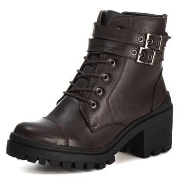 Imagem de Bota Coturno Feminino Tratorado Couro Legítimo Conforto - Bawmi, Marro