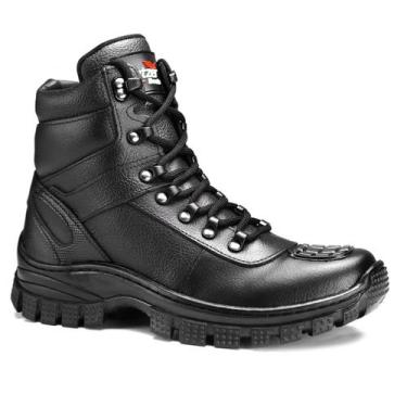 Imagem de Bota Coturno Militar Cano Curto Masculino Couro Preto Com Proteção de 