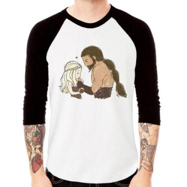 Imagem de Camiseta Raglan Khal Drogo e Daenerys Targaryen Manga 3/4 - Foca na Mo