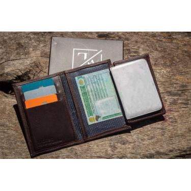 Imagem de Carteira Masculina De Couro Pequena Porta Documentos Porta cartões Lan