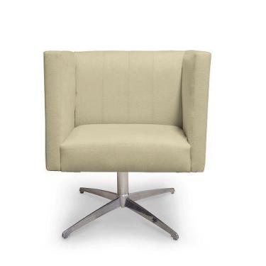Imagem de Poltrona Decorativa Barcelona Suede Bege Base Giratória Cromada - Casa