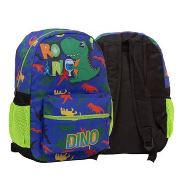 Imagem de Mochila Escolar Infantil Grande Dino Costas Azul Masculina - TOYS 2U