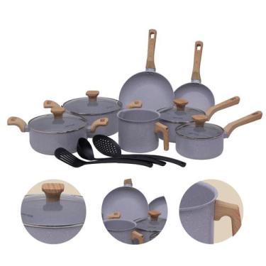Imagem de Jogo de Panelas Antiaderente Cerâmico Fogão Indução Kit 10 Peças Prati