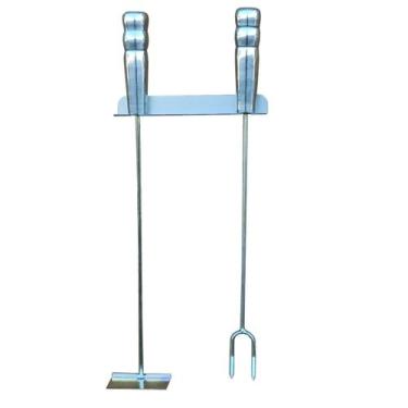 Imagem de Kit churrasco com rastelo e garfo 49 cm cabo aluminio - Riomar Equipes